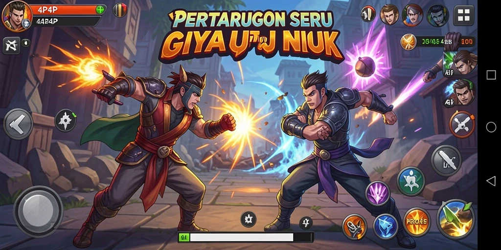 Tampilan aksi menegangkan dalam gameplay Fighting 4P4P.