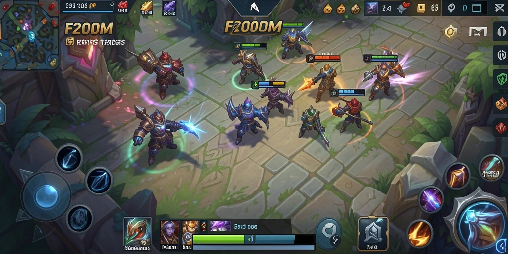 Gameplay seru F200M dengan aksi tim yang dinamis.