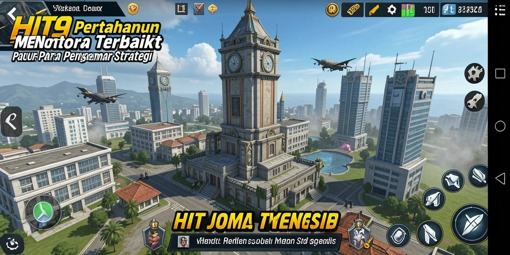 Tampilan mendebarkan dari gameplay HIT9 dengan berbagai menara dan musuh.