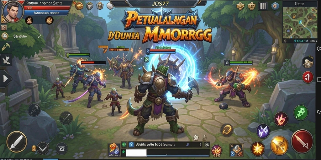 Screenshot JOS77 menampilkan aksi seru dalam pertempuran MMORPG.
