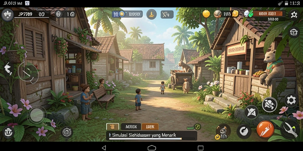 Tangkapan layar gameplay JP6789 menampilkan interaksi karakter dalam dunia simulasi.