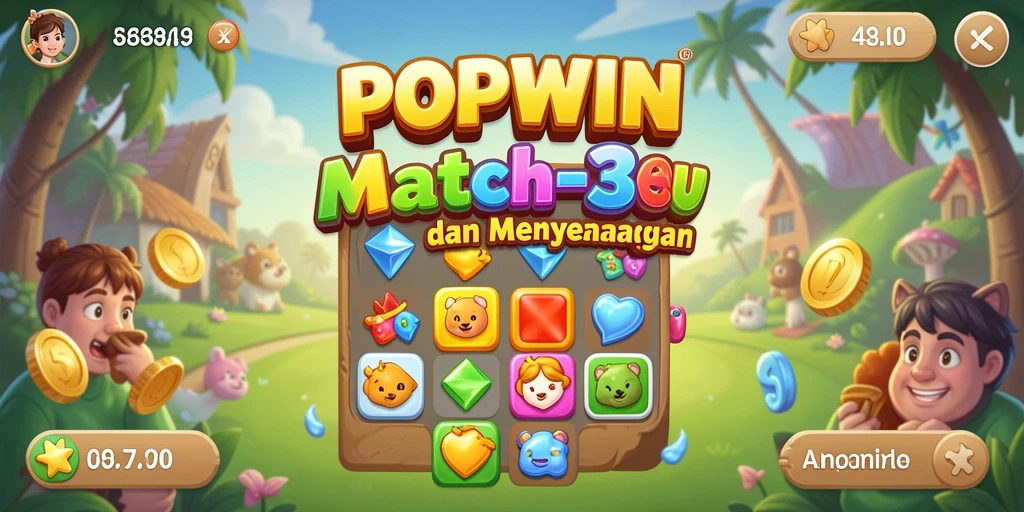 Screenshot gameplay <strong>POPWIN</strong> menunjukkan aksi seru mencocokkan item.