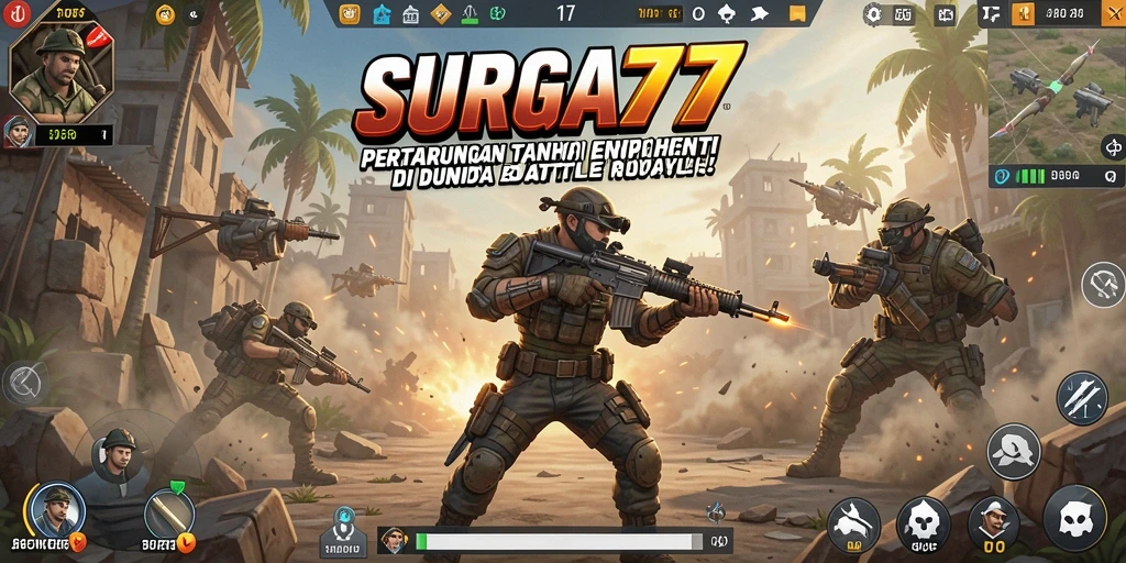 Tampilan aksi mendebarkan di arena Battle Royale SURGA77.